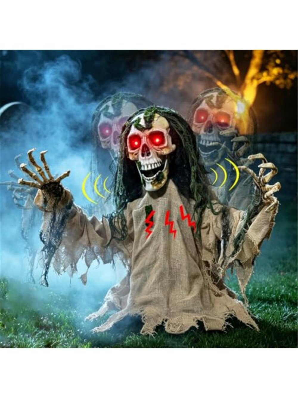 Halloween Animatronic Zombie Groundbreaker Outdoor Decor with Red Eyes